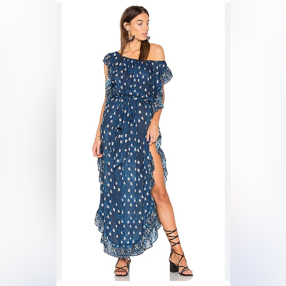 Jen’s Pirate Booty Indigo Ever After Kaftan In Indigo Maxi Dress Sz One Size
